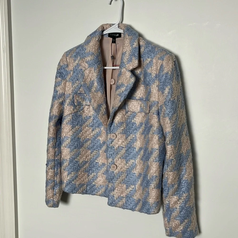 Express Blue & Pink Helms-tooth Blazer, NWOT